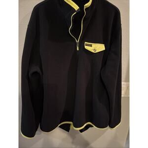 POLO Ralph Lauren Black Yellow Fleece 1/4 Zip Pullover Sweater XXL Snap Pockets